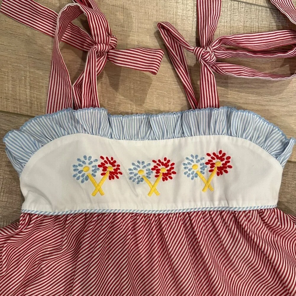 SHRIMP & GRITS KIDS GIRLS SIZE 6 DANDY LION DRESS RED WHITE